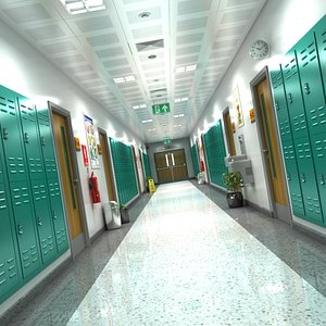 school hallway 3D model