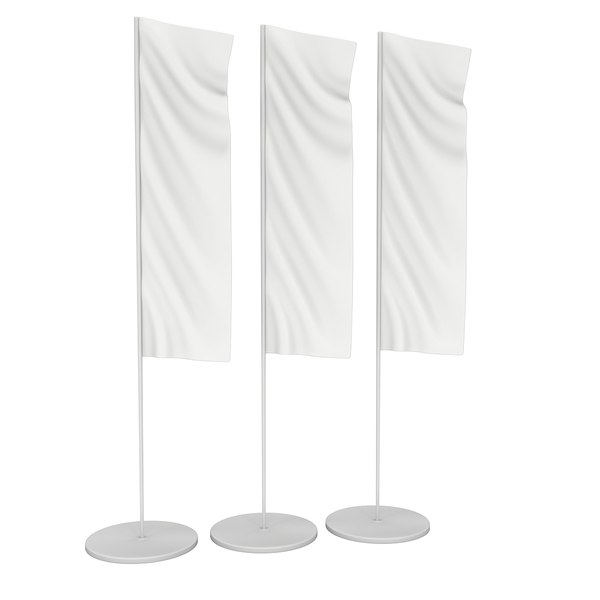 3D model white flag blank expo