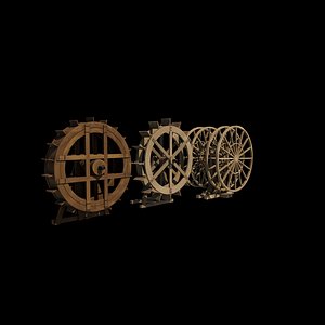 Watermill wheel set 3D model 3D