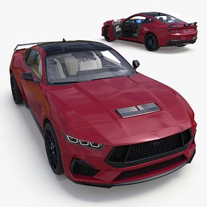 Ford Mustang 2024 Red Rigged 3D model