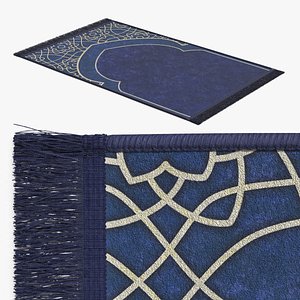 3D Mihrab Worship Rug Blue