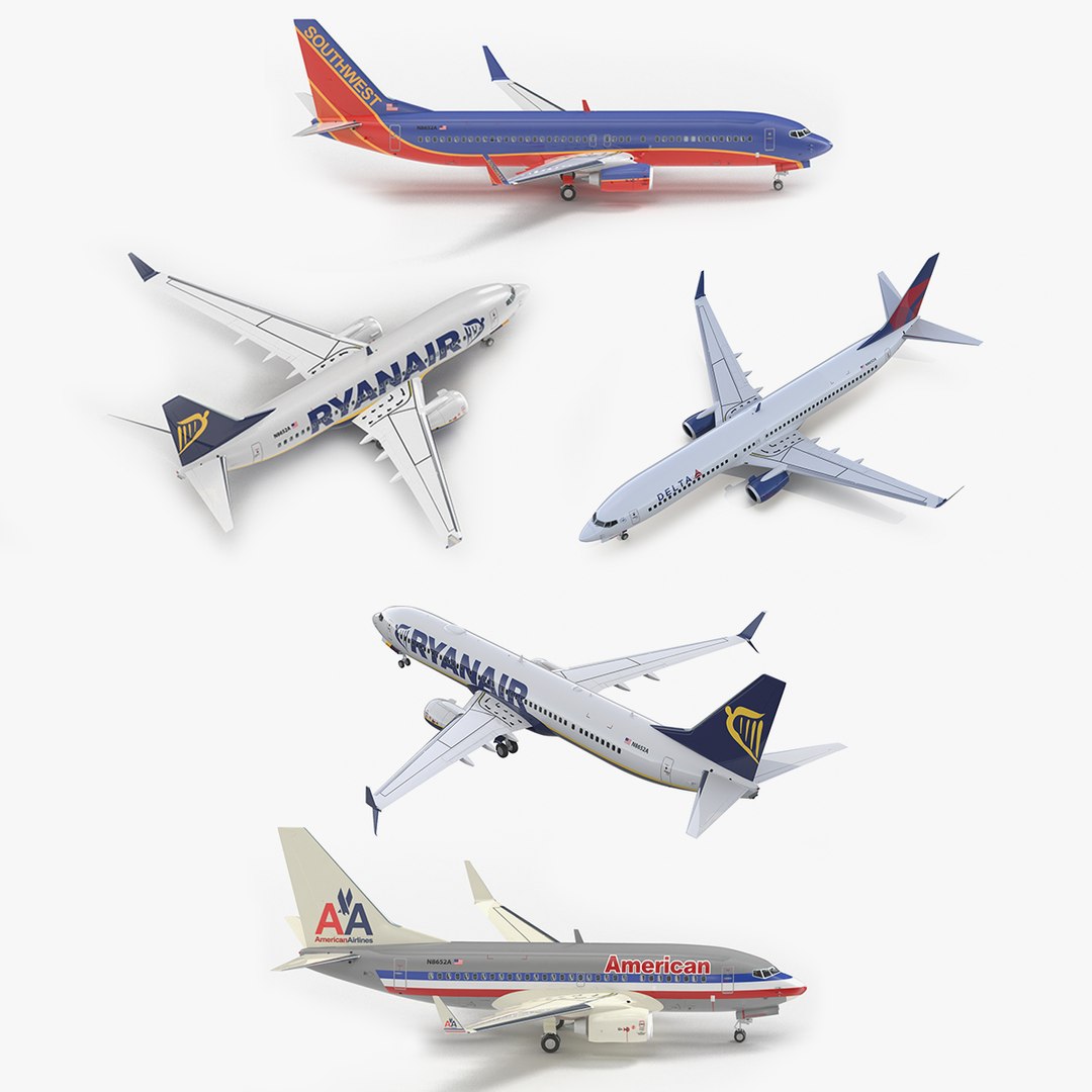 Boeing 737 with Interior and Cockpit Collection 3D model preview