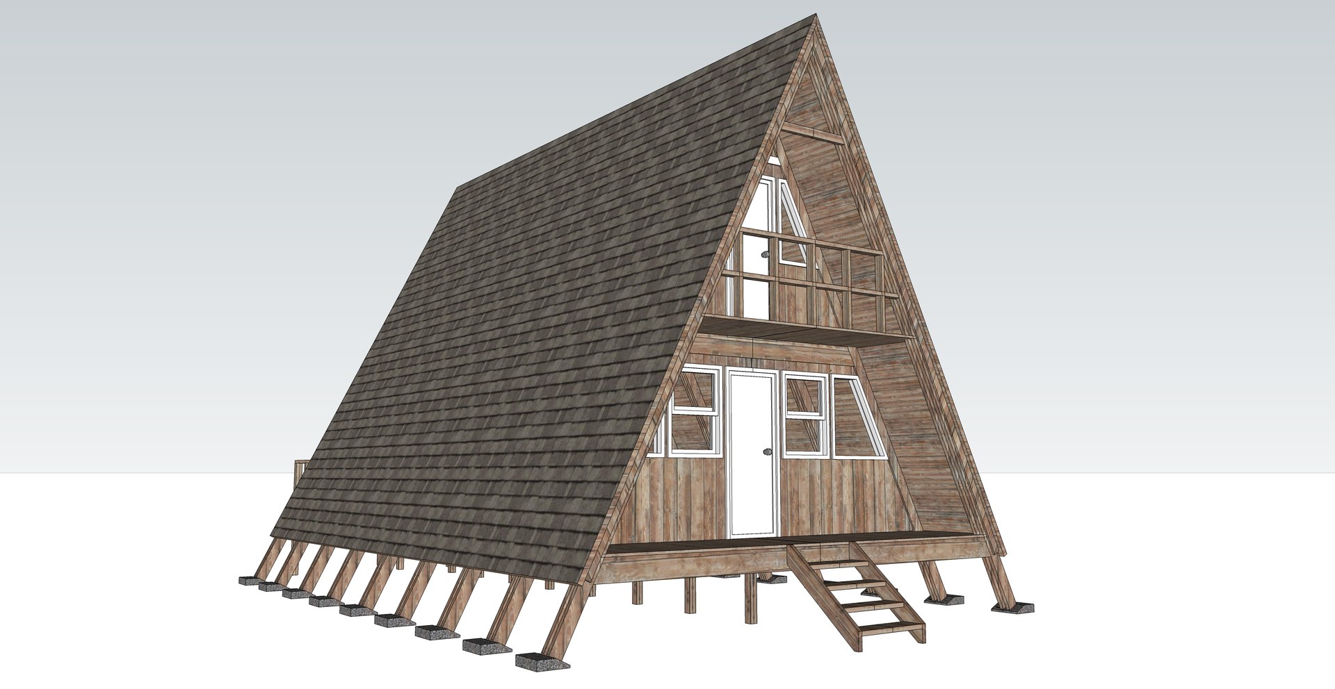 3d model 24 a-frame cabin