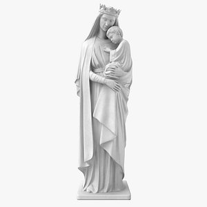 Virgin Mary And Baby Jesus Plaster 3D model