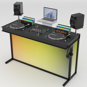 3D Pioneer Portable DJ Booth Yellow model