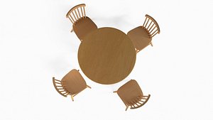 3D Dining Table and Chair Set - Wooden Furniture Collection