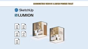 Axonometric view of a Lavish Powder Toilet