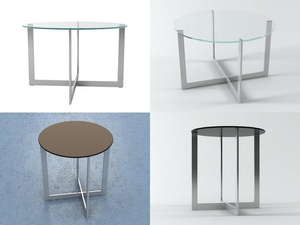 Molteni&C DOMINO グレー ガラストップ サイド テーブル Set of coffee tables with ottoman - Domino Next - Molteni&C