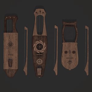 Three Nordic String Instruments Pack 3D model