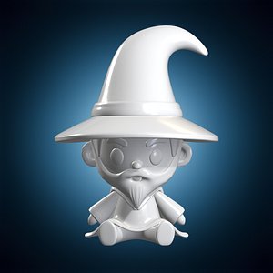 Chibi Wizard 3D Print Model Fantasy Character 3D model