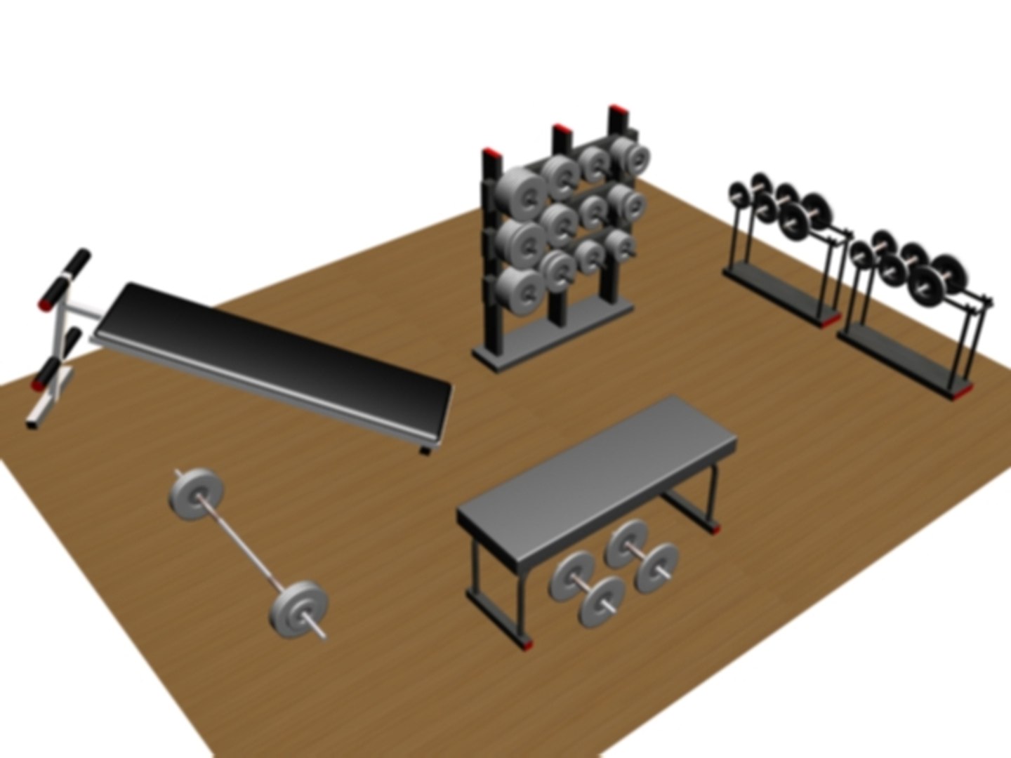 3d Equipment Exercise Weights Bench Model