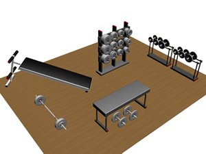3d equipment exercise weights bench model