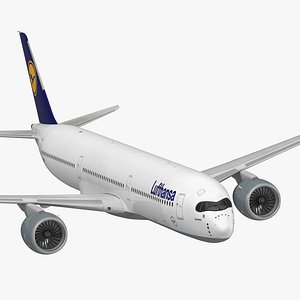 Airbus A350-1000 Lufthansa Rigged 3D Model
