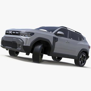 Dacia Duster 2024 Crossover White Rigged for Maya