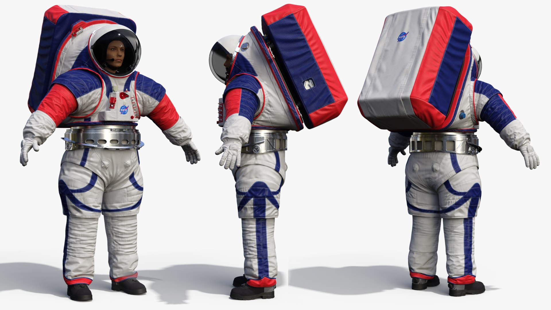 Female Astronaut NASA xEMU Spacesuit 3D model preview
