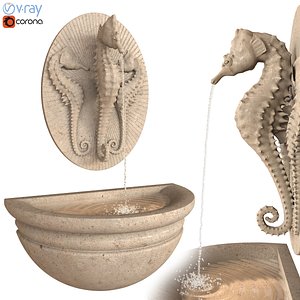 3D Seahorse Wall Fountain  Water Feature