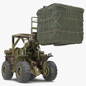 Military Forklift Loads Cargo