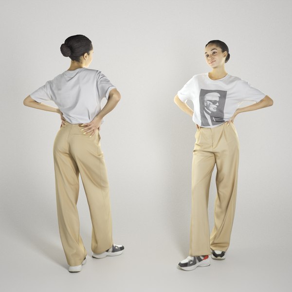3D young woman character clothes model