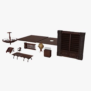 Classic Library Assets Pack Low-poly 3D model