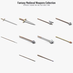 Fantasy Medieval Weapons Collection - 10 Pieces (Swords, Axe, Maces, Staff, Wand)