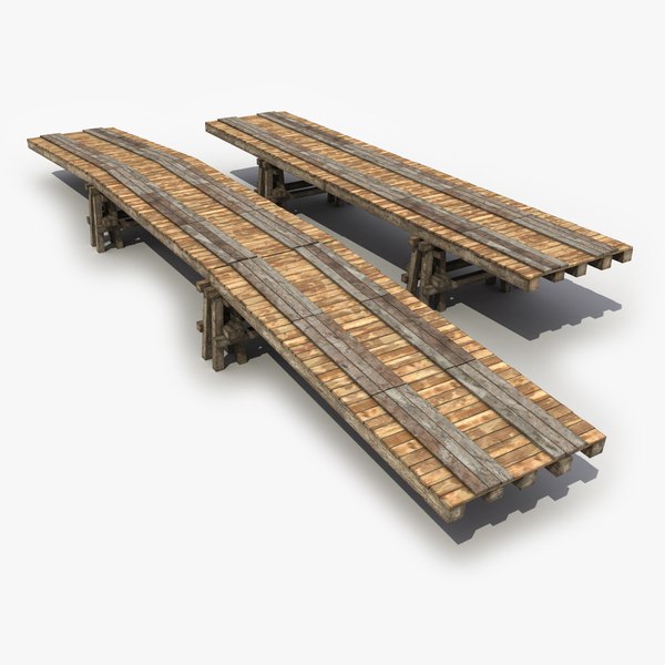 3d model 2 old wooden bridge