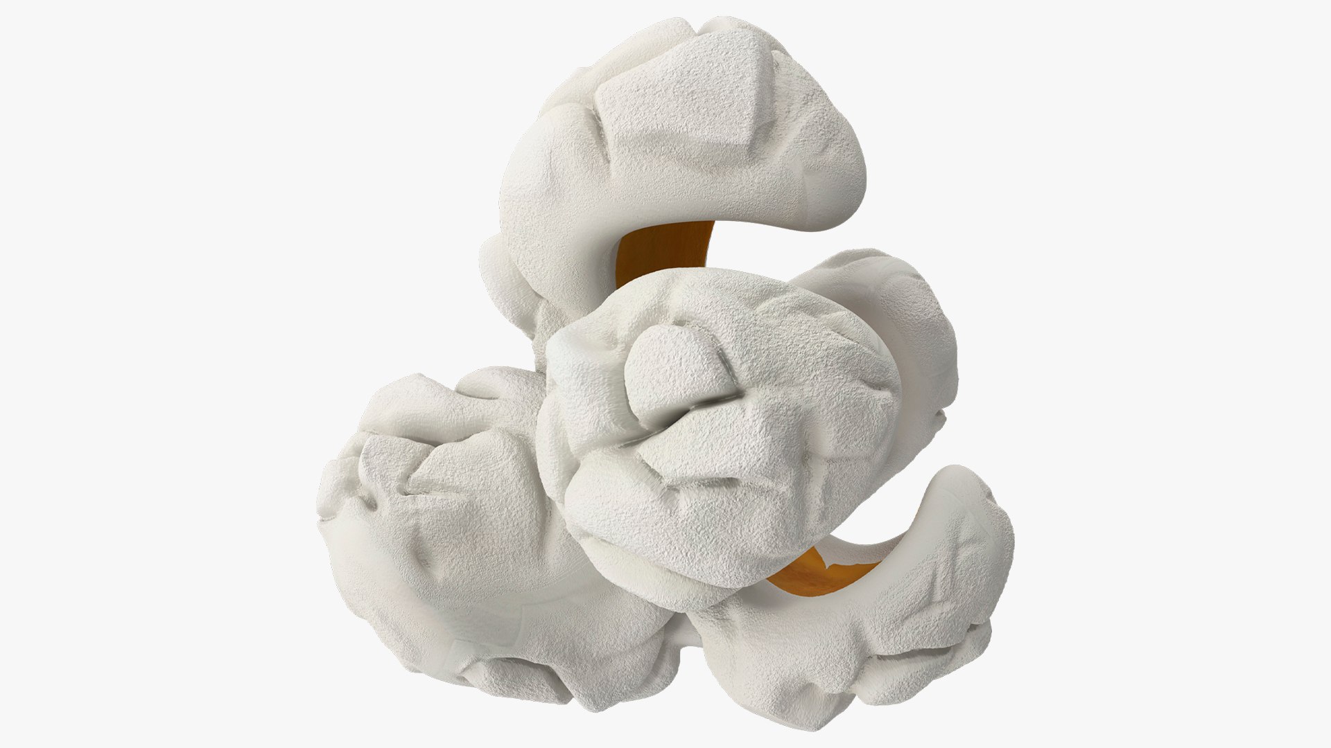 Popped Popcorn Kernel Food Single White 3D model preview