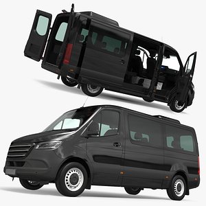 3D Executive Passenger Van Black model