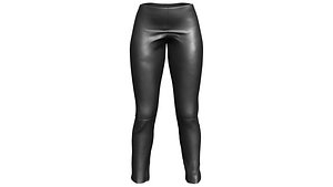 Female Skinny Black Leather Pants model