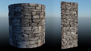 3D 4k Gray Block Stone Material with 16 bit height maps