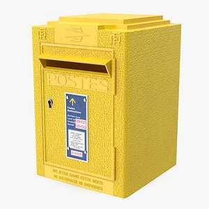 3D French Yellow Metal Mailbox model