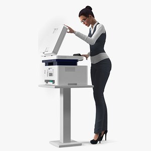 Xerox B215 Multifunction Laser Printer with Business Style Woman Rigged for Maya 3D model