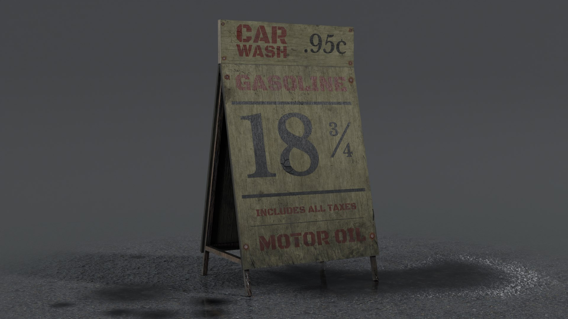 Wooden Gas Station Pavement Sign - A Frame Sign model - TurboSquid 2135470