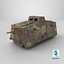 녹슨 독일 A7V 보병 지원 탱크 위장