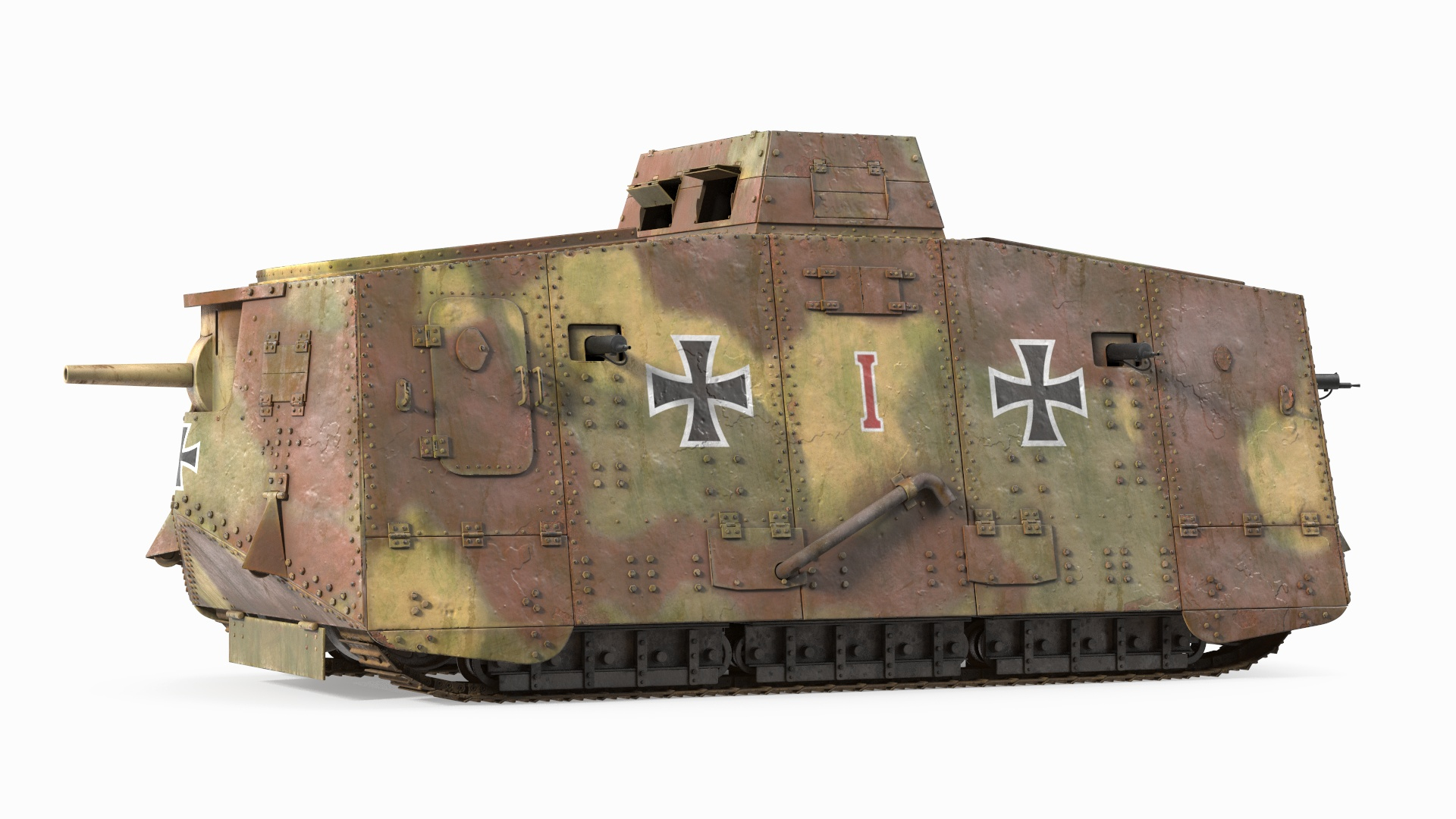 3D Rusted German A7V Infantry Support Tank Camo TurboSquid 2168215