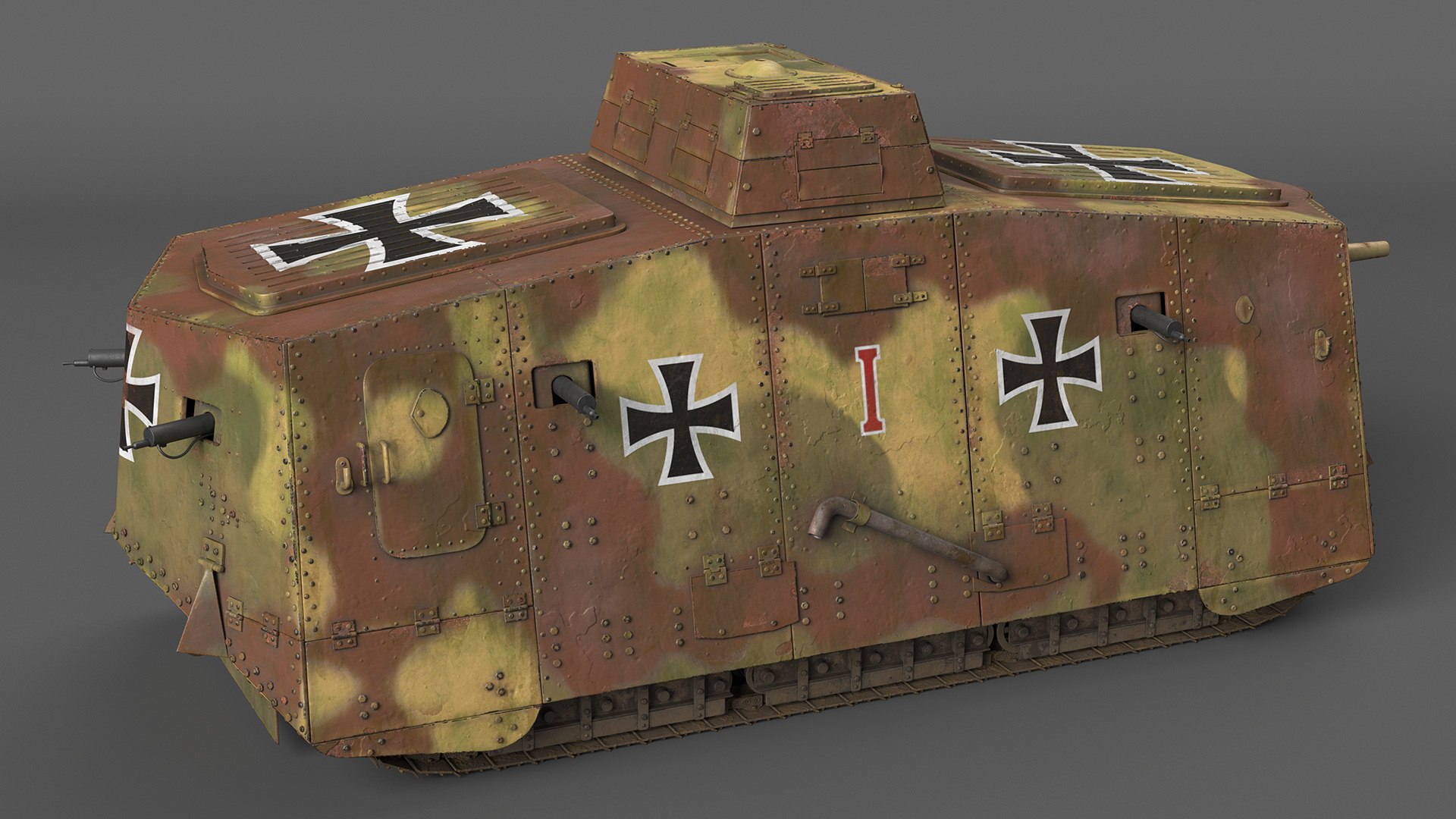 3D Rusted German A7V Infantry Support Tank Camo https://p.turbosquid.com/ts-thumb/dl/8CkvOI/kP/rustedgermana7vinfantrysupporttankcamomb3dmodel009/jpg/1703239703/1920x1080/fit_q87/c9f30e22f8544434befacf4e725426d3ef17ae67/rustedgermana7vinfantrysupporttankcamomb3dmodel009.jpg