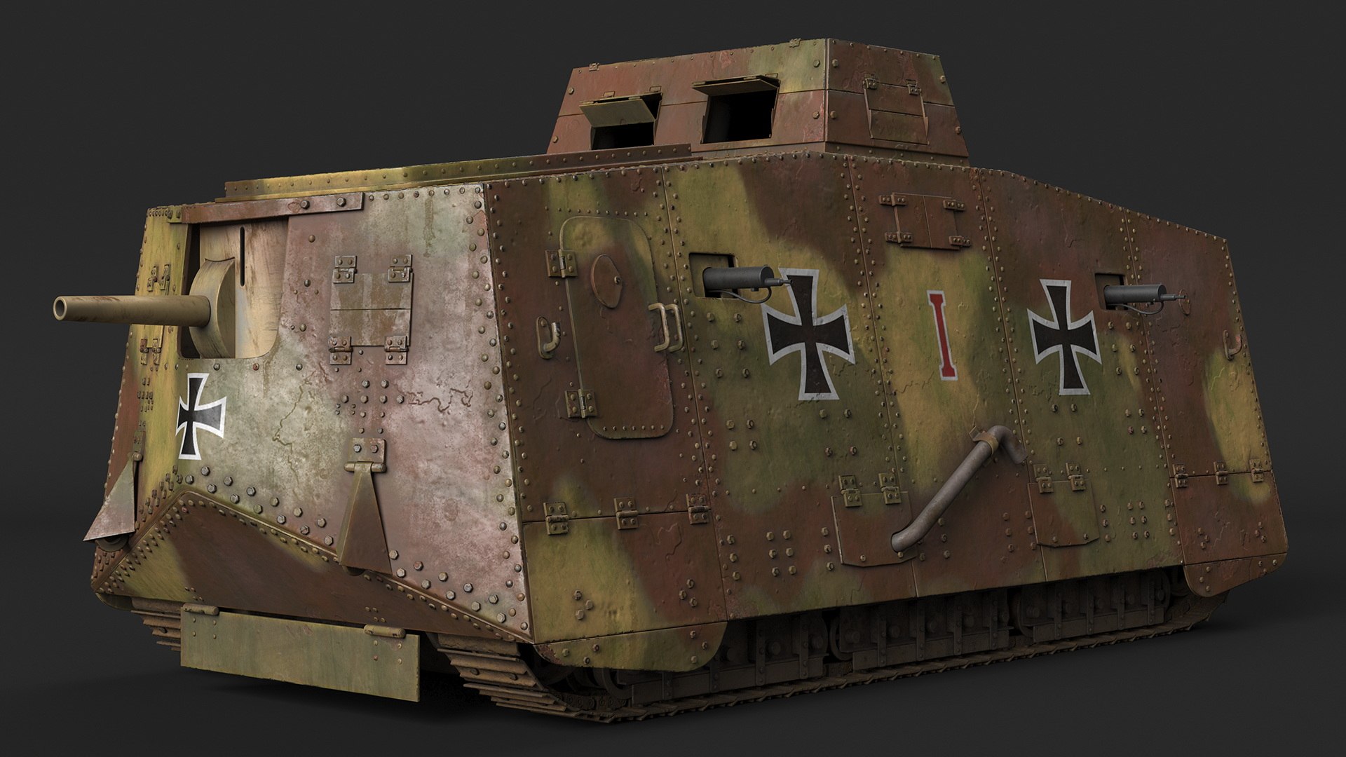 3D Rusted German A7V Infantry Support Tank Camo https://p.turbosquid.com/ts-thumb/dl/8CkvOI/mx/rustedgermana7vinfantrysupporttankcamomb3dmodel008/jpg/1703239698/1920x1080/fit_q87/68117dc6c6abf6410a0bab4ebbaa733be6e25a54/rustedgermana7vinfantrysupporttankcamomb3dmodel008.jpg