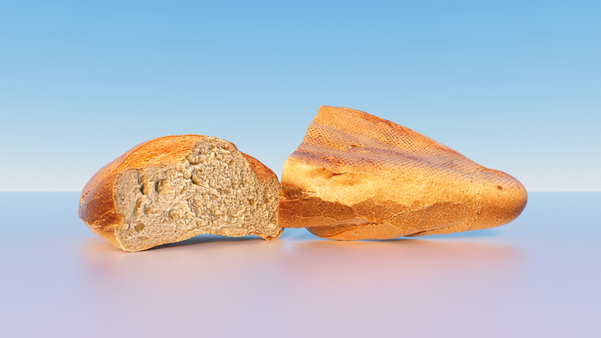 3D Photorealistic 3D Scan Of Half A Wheat Loaf Model - TurboSquid 2227818