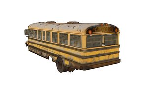 Rusty old school bus 3D model