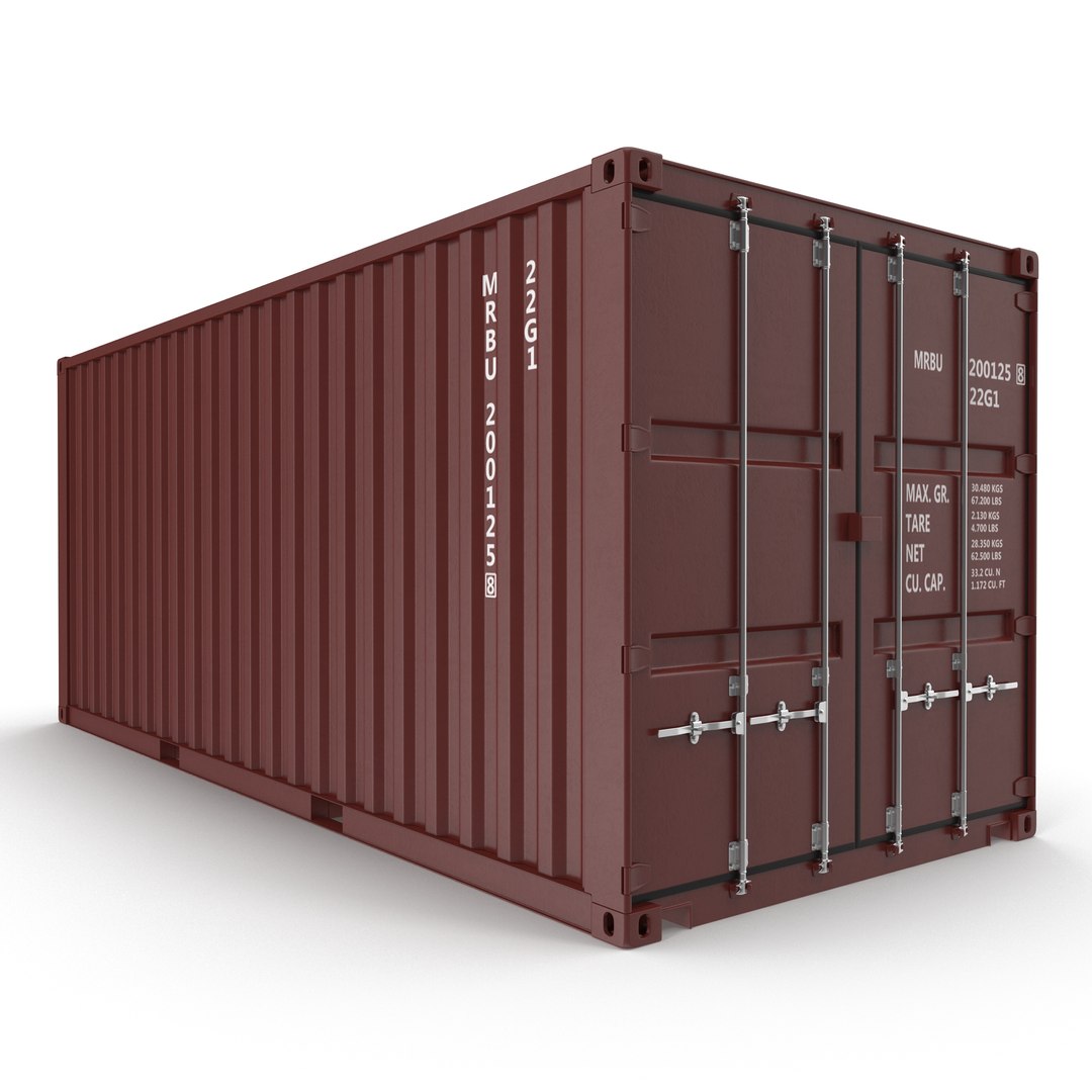20 ft ISO Container Brown 3D Model preview