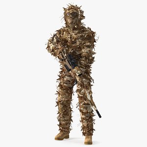 Soldier with Weapon in Desert Camo