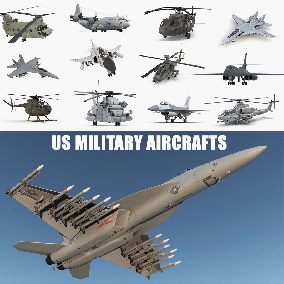 US Military Aircrafts 3D Models Collection 3D model preview