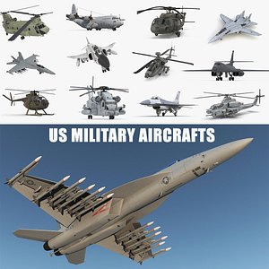 US Military Aircrafts 3D Models Collection
