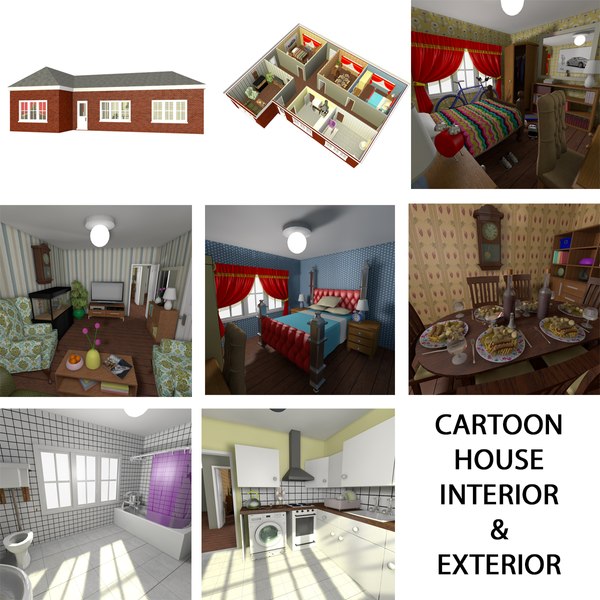 Cartoon house exterior interior furniture 3D model - TurboSquid 1384850