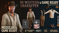 Rigged and Animated Realistic Western Man Low-poly 3D model