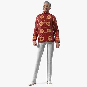 Chinese Older Man in Traditional Clothing 3D model