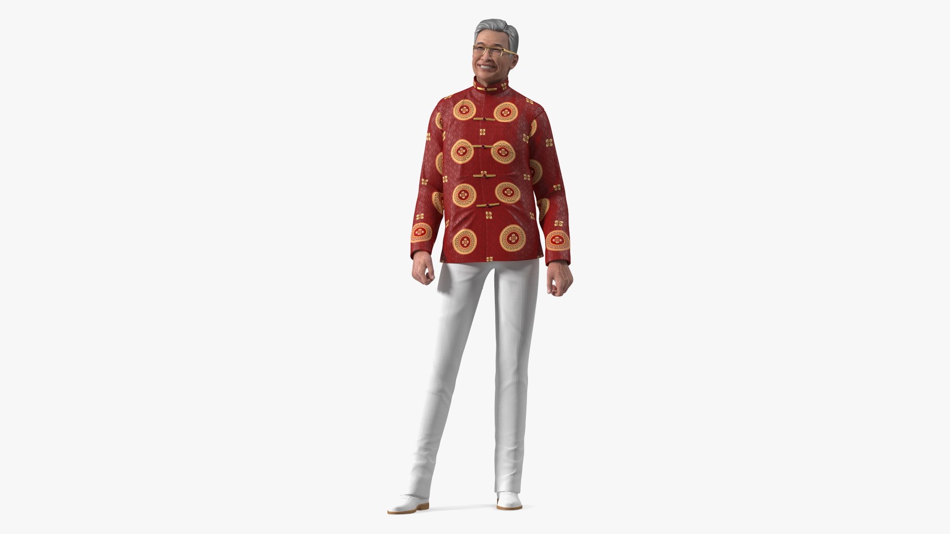Chinese Older Man in Traditional Clothing 3D model preview
