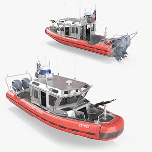 Coast Guard Defender Class Boat Red Rigged for Maya