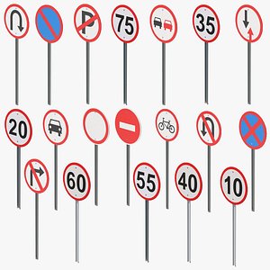 3D Road Sign Poles Collection 2