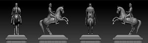 3d emperor menelik statue horse model