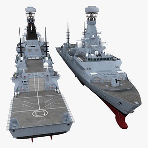 3D UK Stealth Naval Ship Type 26 Grey Rigged for Maya